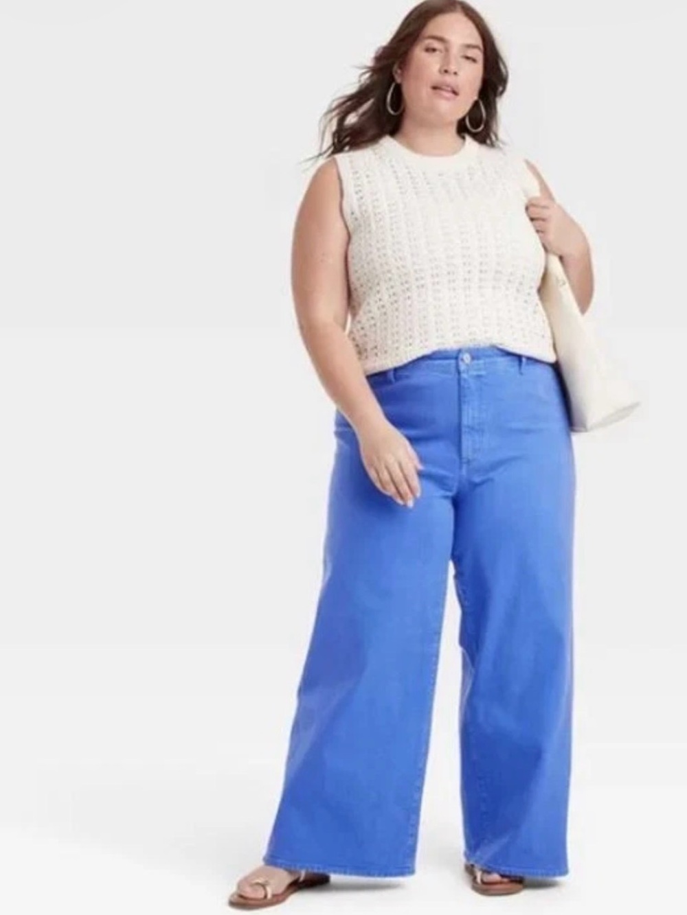 Universal Thread High Rise Sailor Wide Leg Jeans Bright Blue Womens 16 NEW